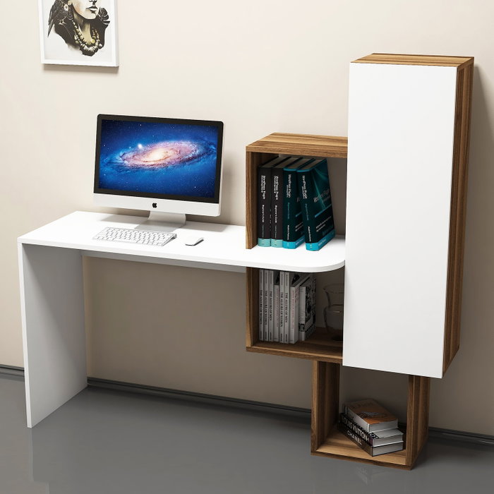 Hanah Home Açelya Mesa de Estudio Nogal y Blanco Hanah Home Açelya Mesa de Estudio Nogal y Blanco